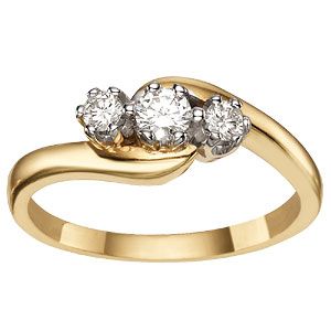 18ct Gold 1/4 Carat Diamond Trilogy Ring