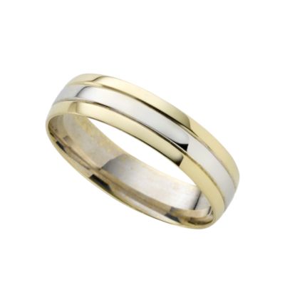 Men's 18ct two-colour gold wedding ring - Product number 3007723