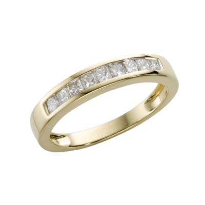 18ct gold half carat diamond princess cut half-eternity ring - Product number 3041816