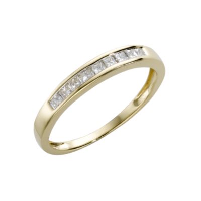 18ct gold quarter carat princess cut diamond half-eternity ring - Product number 3041832