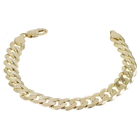 9ct gold mens heavy flat curb bracelet