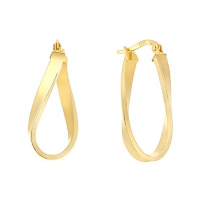 9ct Yellow Gold Long Twist Creole Earrings Ernest Jones 3979