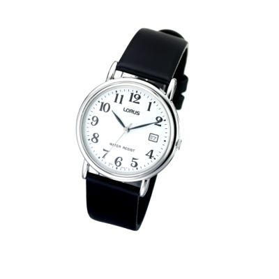 Menand#39;s Black Strap Watch