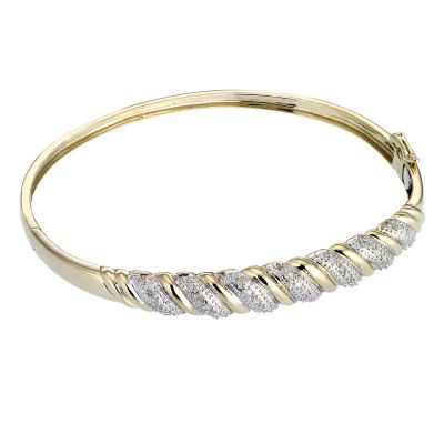 H Samuel 9ct Gold Quarter Carat Diamond Bangle