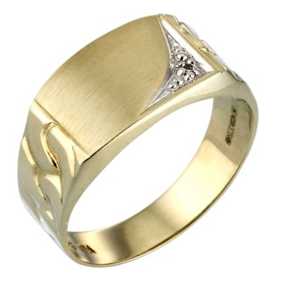 9ct gold Diamond-set Signet Ring