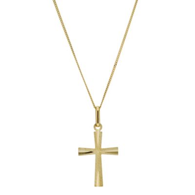 9ct gold Diamond Cut Cross Pendant