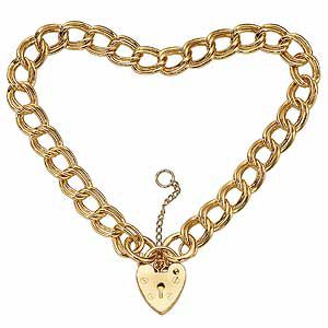9ct gold 7.25 Charm and Padlock Bracelet