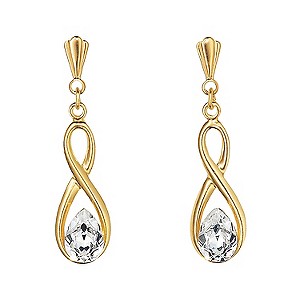 9ct gold Crystal Figure of 8 Drop Earrings