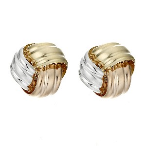 9ct Three Colour Gold Open Knot Stud Earrings