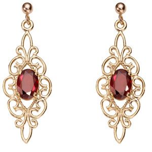9ct gold Garnet Drop Earrings