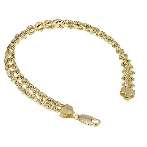 9ct large yellow gold double rope bracelet