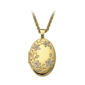 9ct Gold Oval Locket with Flower Design