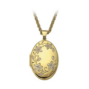 9ct gold Oval Locket with Flower Design