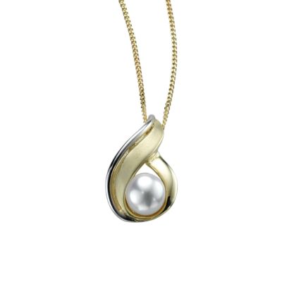 9ct two-colour gold cultured pearl pendant. - Product number 3236323