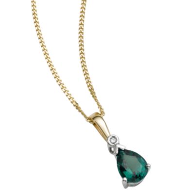 9ct gold created emerald and diamond pendant - Product number 3250474