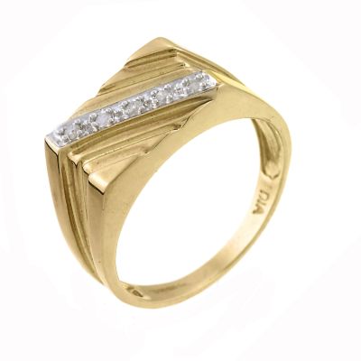 9ct Yellow Gold Diamond Signet Ring - Product number 3260240
