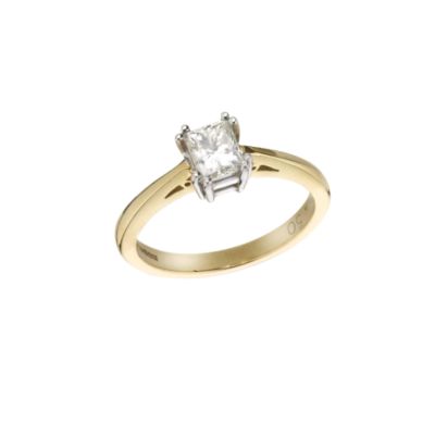 18ct gold half carat princess cut diamond solitaire ring - Product number 3260879
