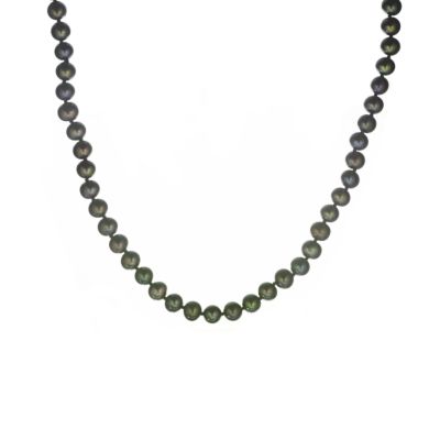 9ct gold black cultured freshwater pearl necklace