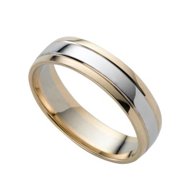 Men's 9ct two-colour gold wedding ring - Product number 3285545