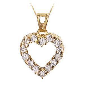 9ct gold Cubic Zirconia Open Heart Pendant