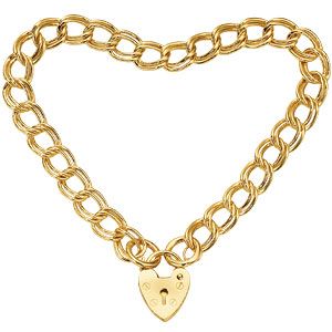 9ct gold 7.5 Solid Double Curb Bracelet with Padlock