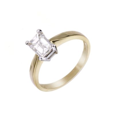 18ct Gold 1 Carat Emerald Cut Diamond Ring - Product number 3366421