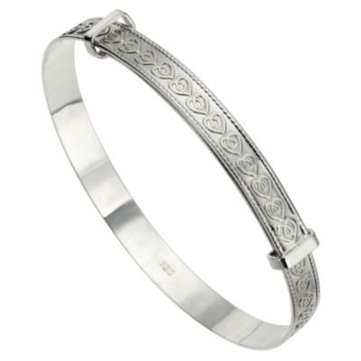 Childand#39;s Silver Celtic Heart Expander Bangle