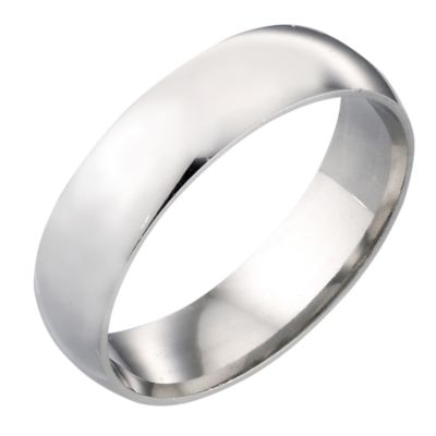 9ct White Gold 6mm Plain Ring