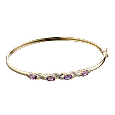 9ct gold Amethyst and Diamond Bangle