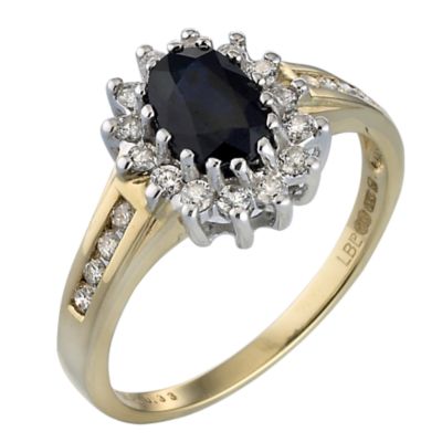 18ct Gold Sapphire and Third Carat Diamond Ring