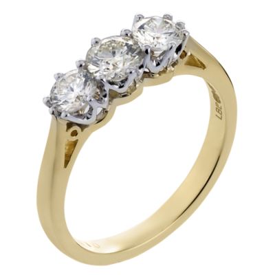 18ct Gold One Carat Diamond Trilogy Ring