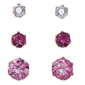 9ct gold Crystal Set Of Three Earrings