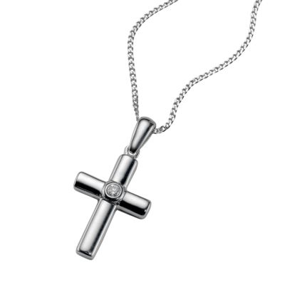 9ct white gold diamond cross pendant - Product number 3420841