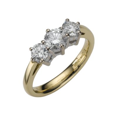 18ct gold one carat certificated diamond three stone ring