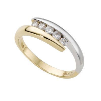 18ct two-colour gold 27 point diamond ring