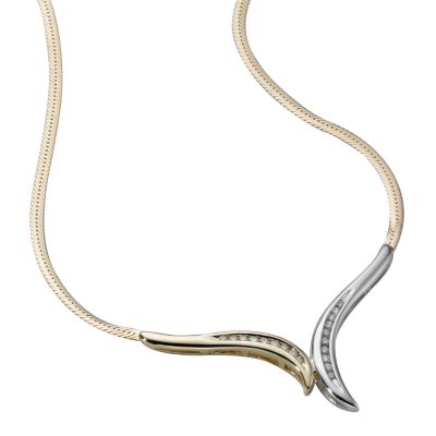 9ct two-colour gold quarter carat diamond necklace - Product number 3426076