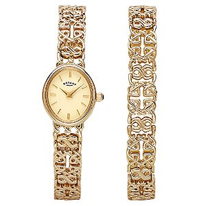 Rotary Ladiesand#39; Gold-Plated Watch and Matching Bracelet