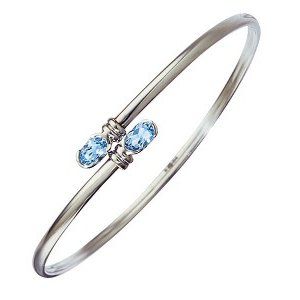 9ct White Gold Blue Topaz Bangle