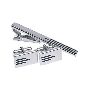 Enamelled Cufflink and Tie Slide Set