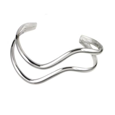 Sterling Silver Double Wave Torque Bangle