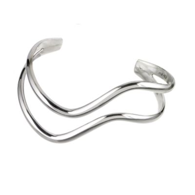 Silver Double Wave Torque Bangle