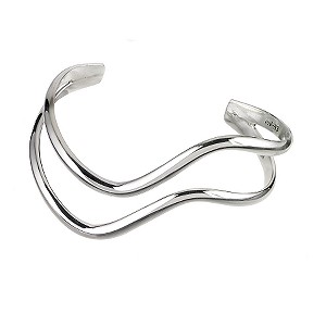 Sterling Silver Double Wave Torque Bangle