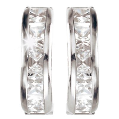 9ct White Gold Cubic Zirconia Bar Earrings - Product number 3470202