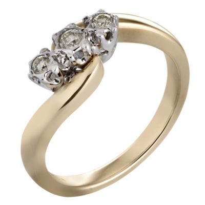 9ct Gold Diamond Trilogy Ring