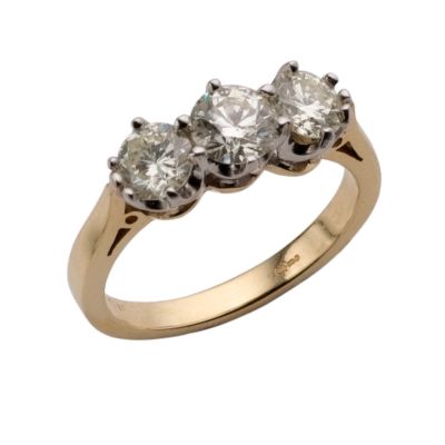 18ct Gold 1 1/2 Carat Three Stone Diamond Ring