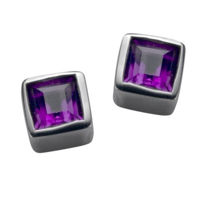 9ct white gold amethyst stud earrings - Product number 3478025