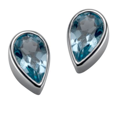 9ct white gold blue topaz stud earrings - Product number 3478033
