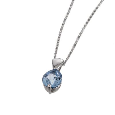 9ct white gold blue topaz pear pendant - Product number 3479706