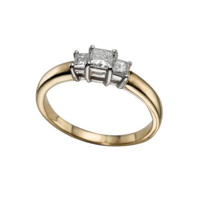 18ct two-colour gold princess cut certificated diamond ring - Product number 3483061
