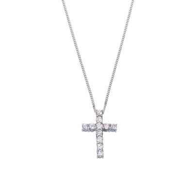 18ct white gold half carat diamond cross pendant - Product number 3484963